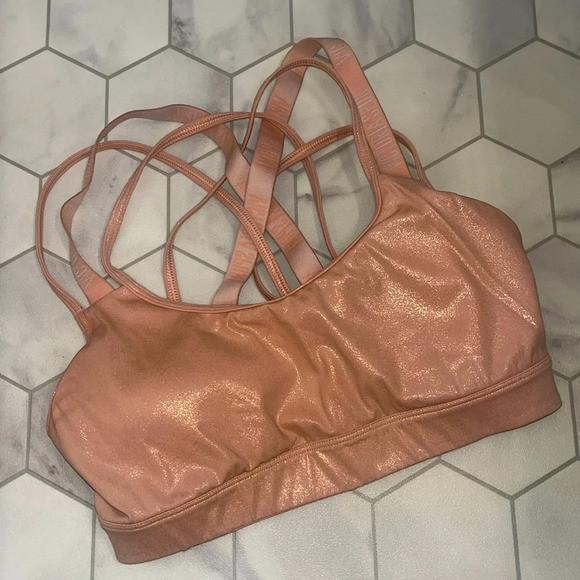 Victoria's Secret Other - Victoria's Secret Sport Shimmer Rose Gold Pink Sports Bra Small